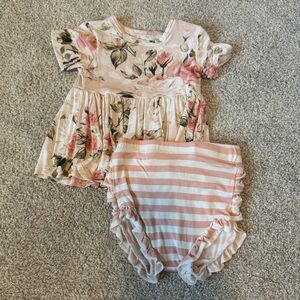Posh Peanut Floral Baby Top & Striped Bummies Set